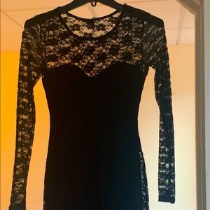 Lace Knee length black dress Size XS